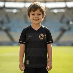 Camiseta Flamengo Volta Zico Infantil Preto/Dourado