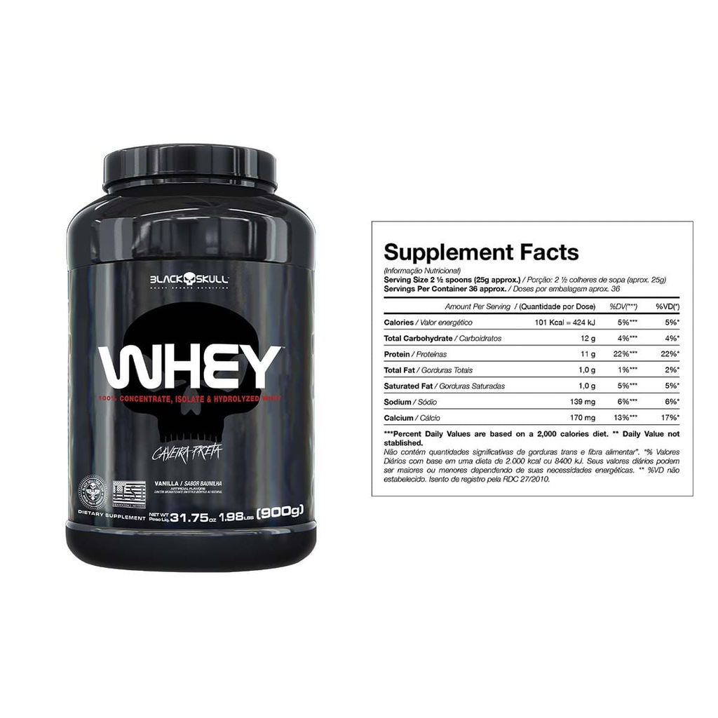 Detalhes do Kit Hipercalórico + Whey + Pré-Treino  - Black Skull