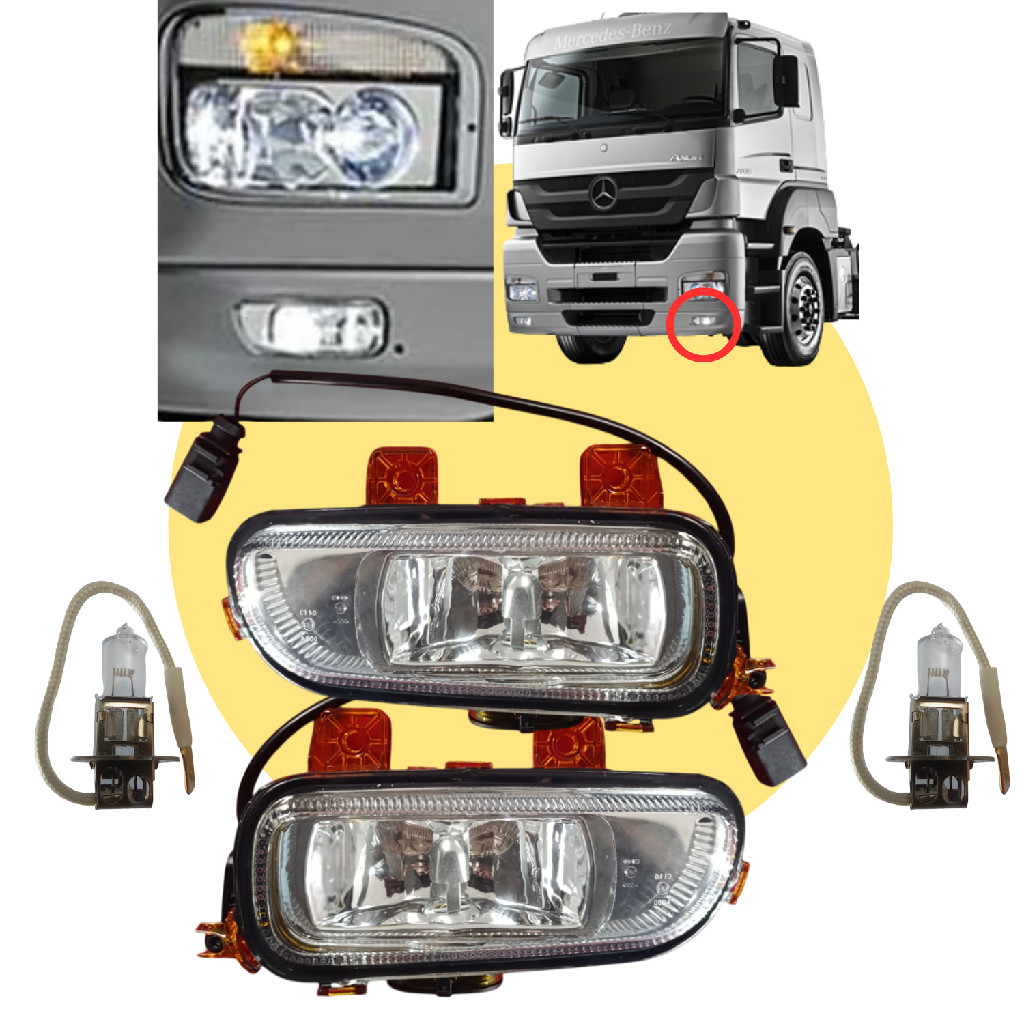 Kit Par Farol De Milha + Par Lâmpadas H3 Mercedes-benz Axor