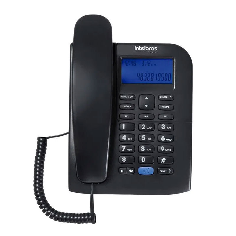 Telefone com fio com identificador TC60 ID preto Intelbras em Oferta na Shopee