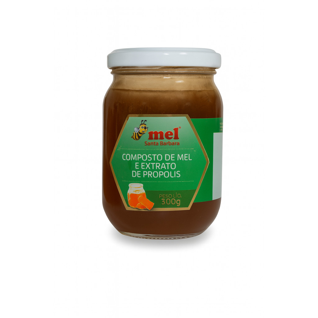 Mel com Própolis Santa Bárbara 300g | Fortalecimento Natural da Imunidade | 100% Puro e Artesanal em Oferta na Shopee
