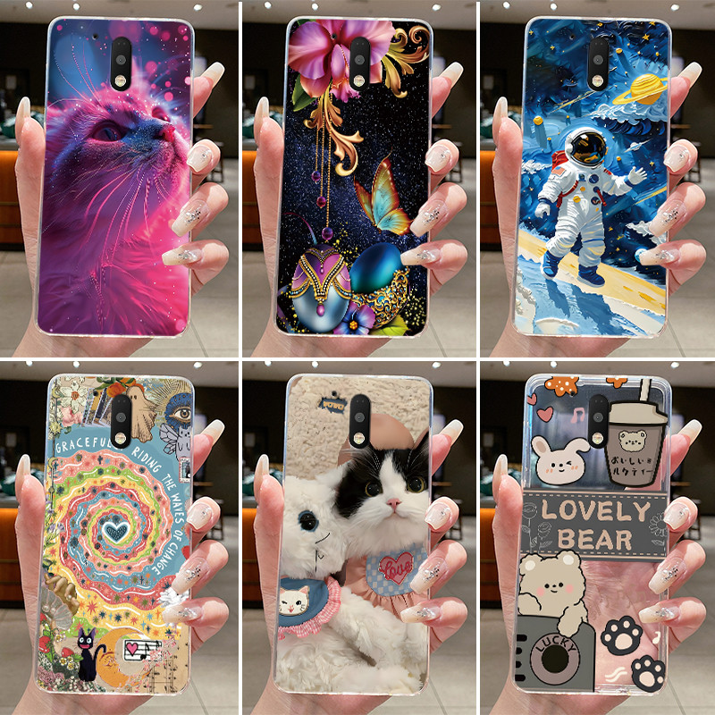 Invólucro Para Motorola Moto G4 G4Play Caso Estético Bonito Gato Astronauta Transparente Macio Silicone Capa Traseira Mo