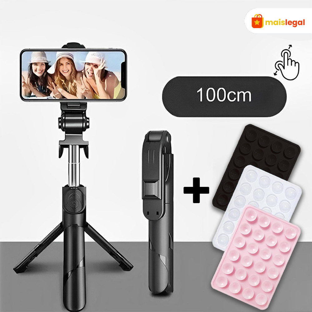 Selfie Stick Multifuncional Plegável com Tripé, Controle Bluetooth e Design Portátil para Celular