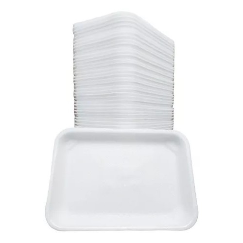 Bandeija Isopor B2 100Unid 21X14Cm Refeiçao Descartavel