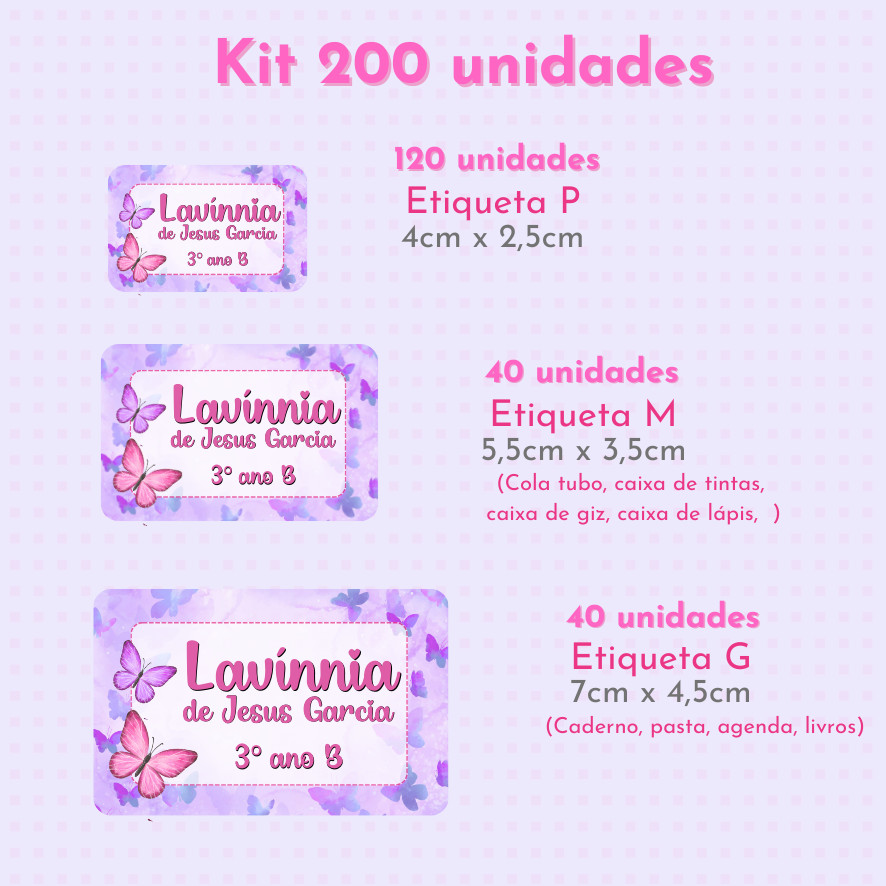 Etiquetas Escolares Borboleta Lilás | Volta às Aulas | Material Escolar | Etiqueta para Lápis Caneta Caderno em Oferta na Shopee