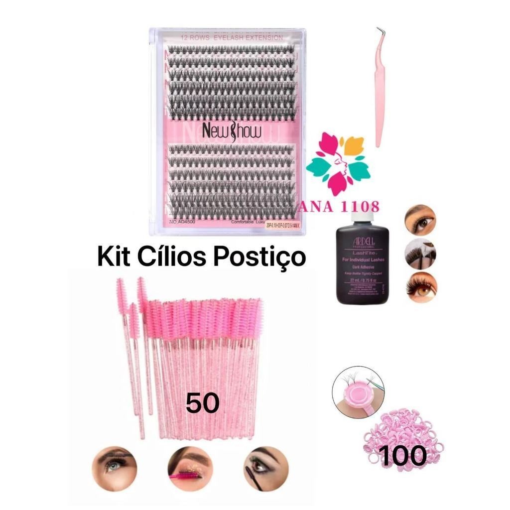 New Show Kit Cílios Postiço Tufo Tufinho  Cilios em Casa Cola Salon ProArdell em Oferta na Shopee