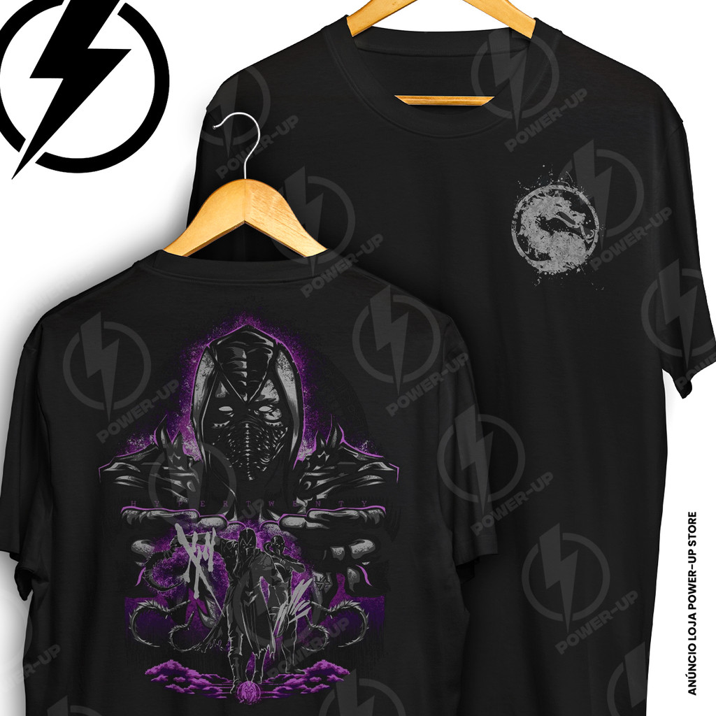 Camiseta Noob Saibot Mortal Kombat Fatality Frente E Verso Blusa Camisa 100% Algodão