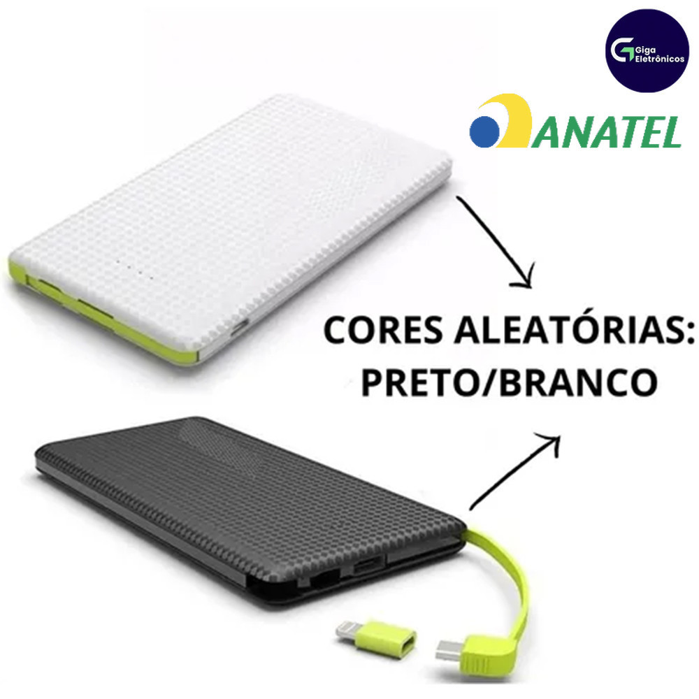 Carregador Portátil Pineng Power Bank 10.000mAh Com Adaptador Para iPhone E Android (V8)