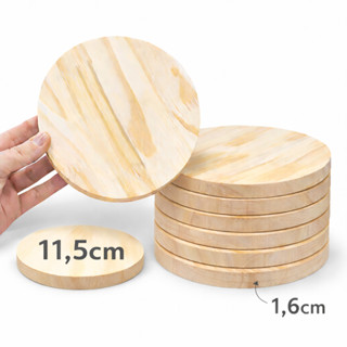 Kit 10 Placa Redonda Bolacha Madeira Pinus Base Artesanato em Oferta na Shopee