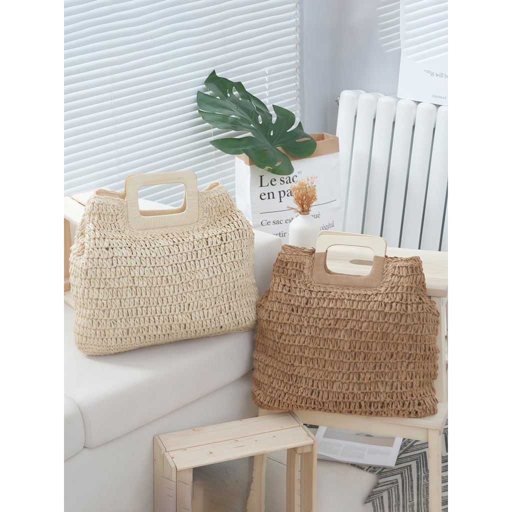 Bolsa feminina de palha grande de praia coleção nova verão praia viagem moda palha Grande capacidade