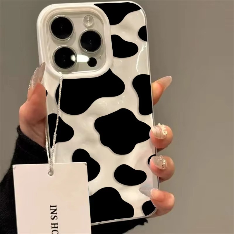 Textura Enrugada Padrão De Vaca Caso De Telefone Para IPhone 17 Ar Pro 16 15 14 13 12 11 Max 16 Plus À Prova De Choque C