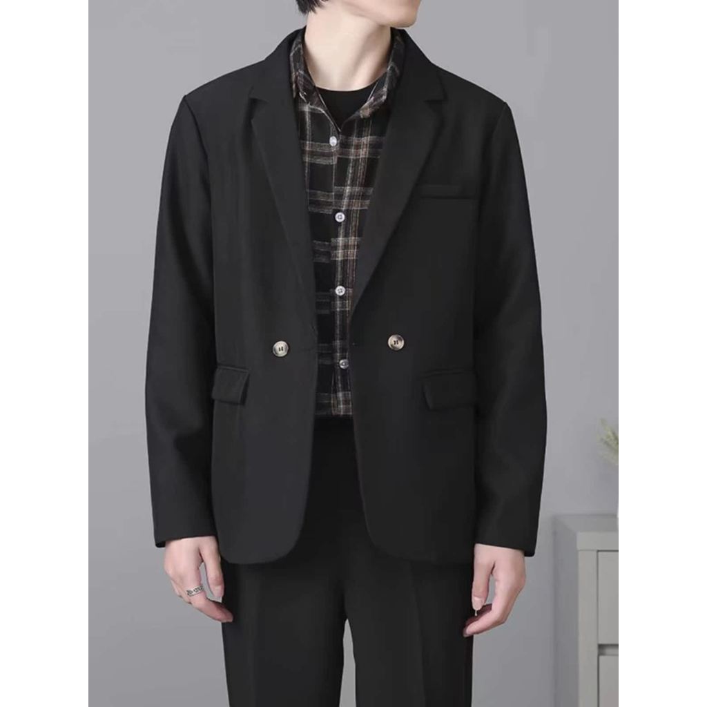 Primavera outono casual terno masculino versão coreana na moda solto Drape High-End jaqueta luz estilo maduro Puffian bo