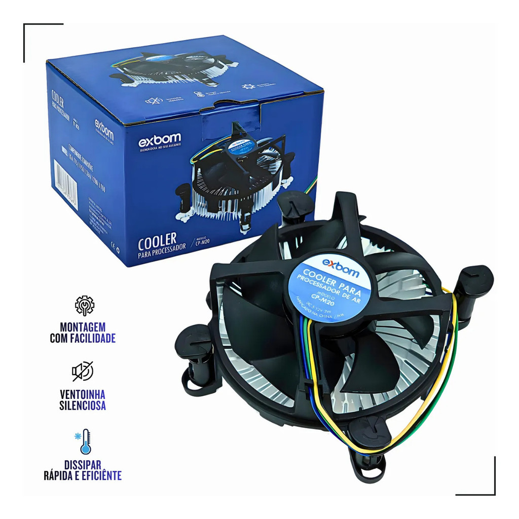 Cooler Processador Silencioso Para Cpu Pc Intel Lga 775 115x 1366 1200 1700