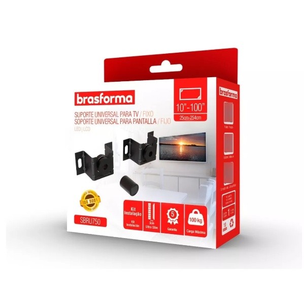 Suporte Tv Fixo Universal Parede 10 A 90 Polegadas Brasforma