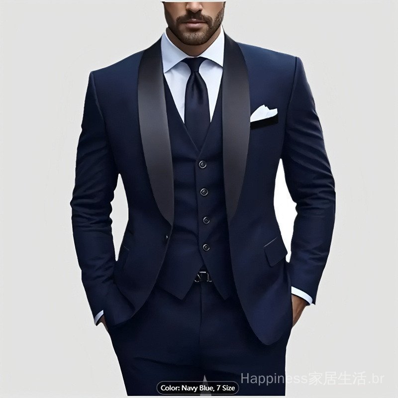 Conjunto de Terno Casual Masculino 2026 para Negócios, Traje de Noivo para Casamento, Terno Profissional Slim Fit de Trê