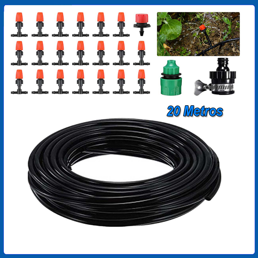 20 pontas de irrigação Mangueiras de jardim de irrigação por gotejamento de tubo de irrigação sistema para estufa 20M