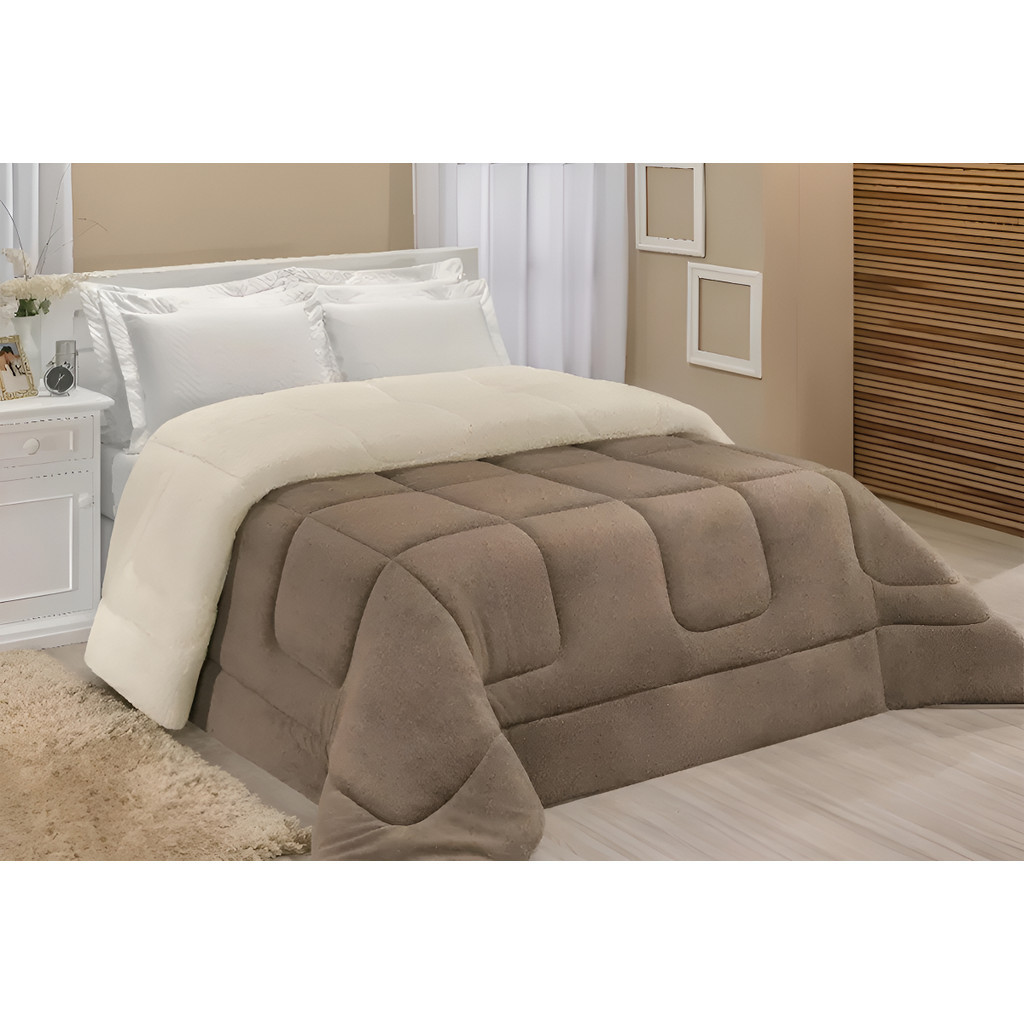 Coberdrom Sherpa Casal Queen Grosso Dupla Face Edredom de Lã de Carneiro Macio Inverno Prime