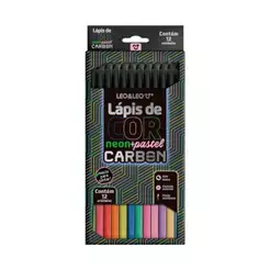 Caixa de Lápis De Cor Carbon 12 Cores Neon + Pastel Redondo Leo&Leo Leonora - 4434