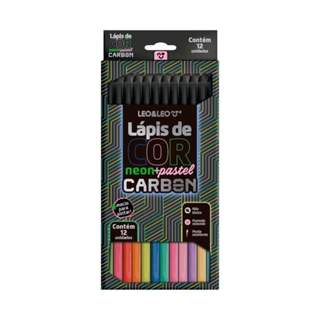 Caixa de Lápis De Cor Carbon 12 Cores Neon + Pastel Redondo Leo&Leo Leonora - 4434 em Oferta na Shopee