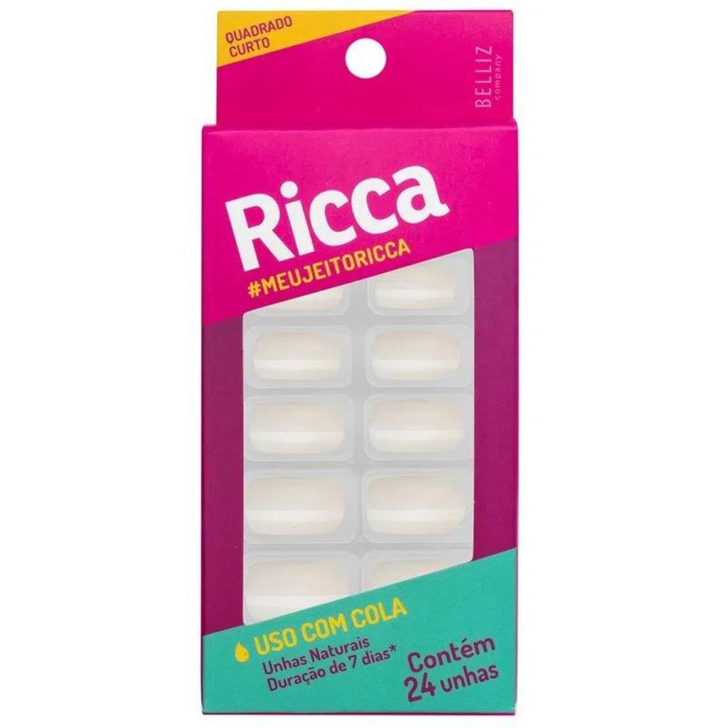 Unhas Ricca naturais quadrado curto 1336 em Oferta na Shopee