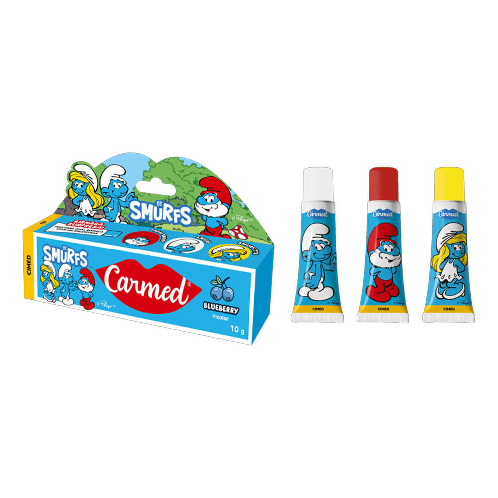 Hidratante Labial Carmed Smurfs Blueberry Incolor 10g - Sortido