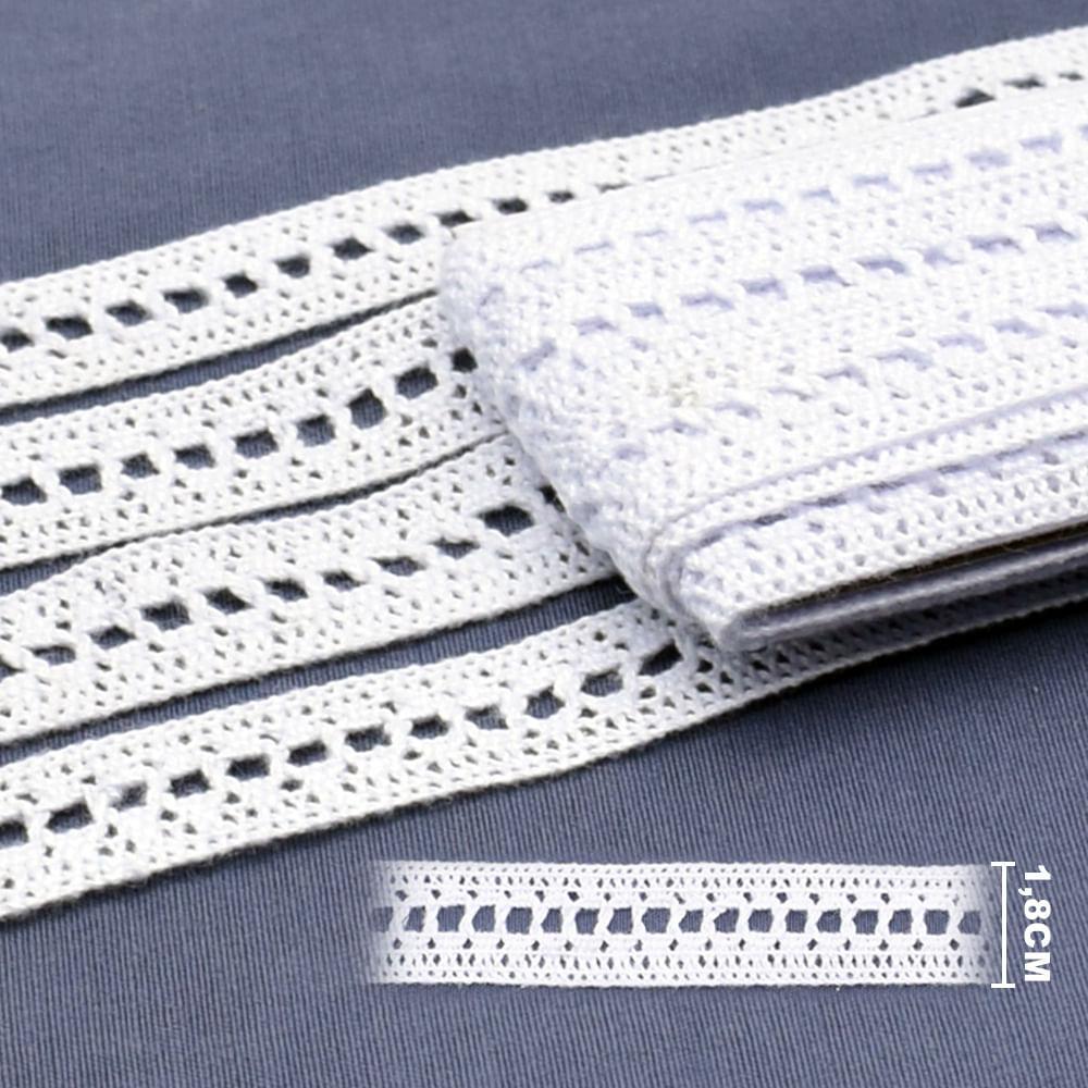 Renda de Algodão ArtePunto RA005 Branca 1,8cm - 10 Metros