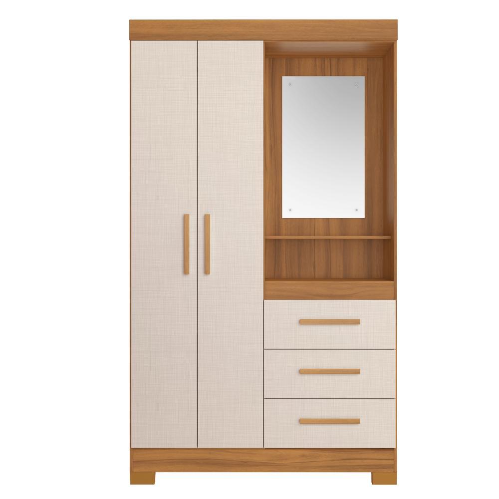 Guarda Roupa Notável NT 6020 EF 270 Solteiro 2 Portas 3 Gavetas 108cm MDP Off White