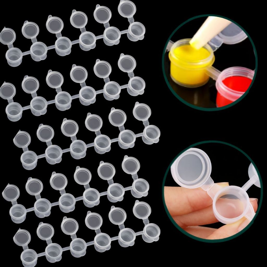 15 Tira de Potes vazios Tinta 3ml com Tampa – Recipientes Interligados Transparente lembrancinha artesanato em Oferta na Shopee