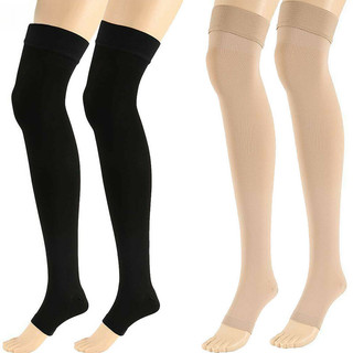 Compression Meias De Coxa De Alta Pressão Varizes De Biqueira Aberta Women