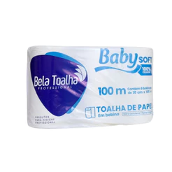 Papel Toalha Bobina Folha Simples Virgem Branco 6x100m Baby