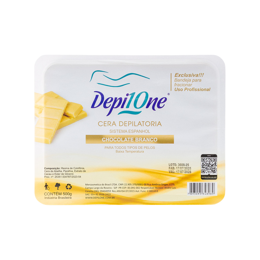 1kg - Cera Quente Depilatória Chocolate Branco Depil One