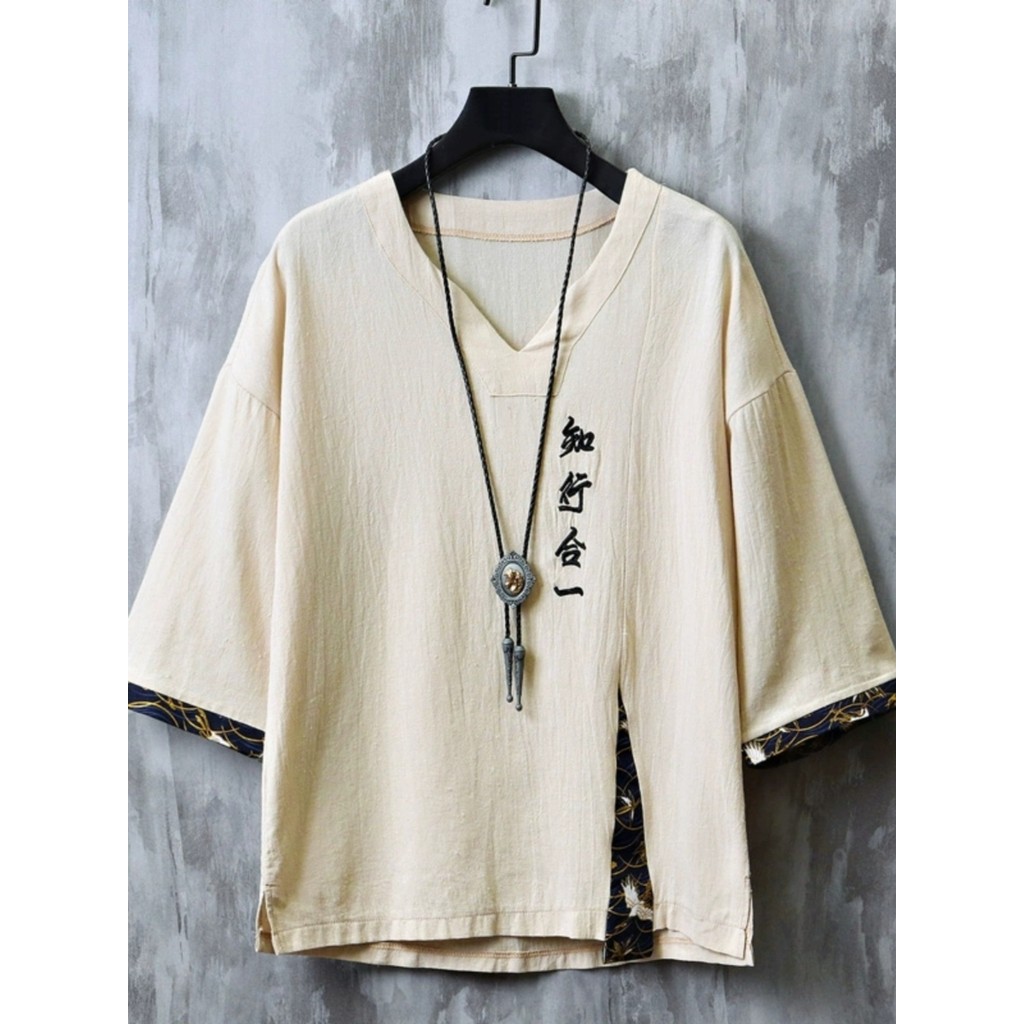 Estilo chinês roupas masculinas bordado linho de manga curta camiseta masculina Retro roupas meia manga verão novo estil