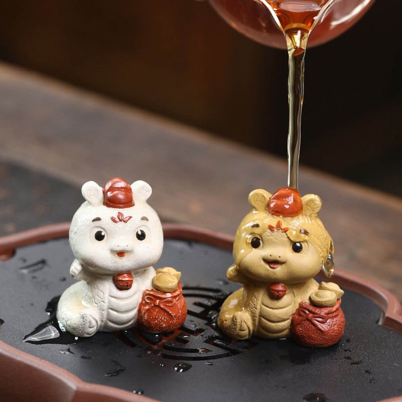 Yuxuan argila roxa chá Pet fortuna cobra ornamentos do zodíaco sorte fortuna cobra Premium chá jogar decorações escritór