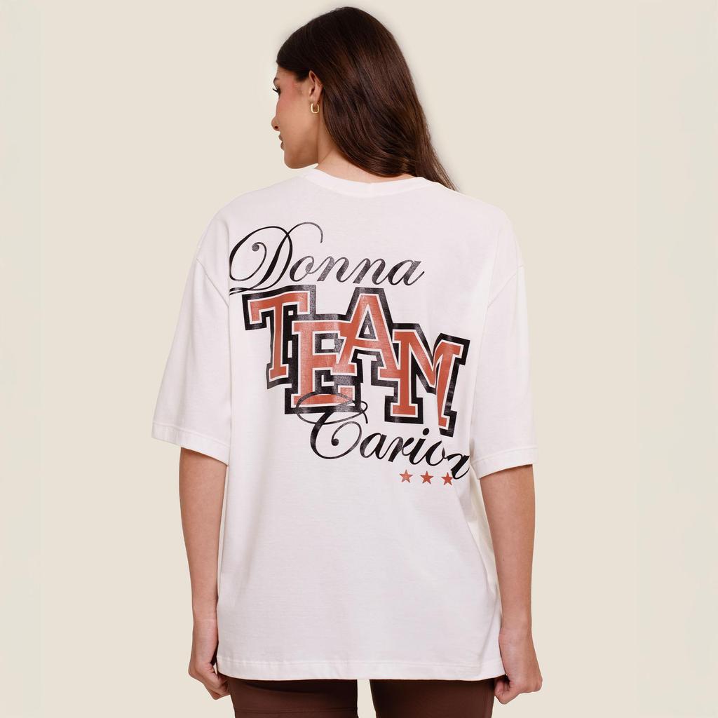 Blusão Oversized Feminino Branco Com Estampa Emborrachada