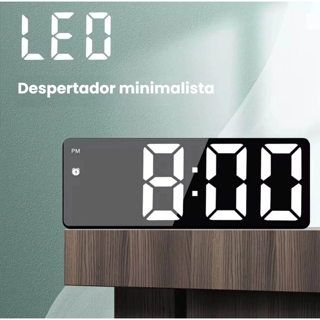 Relógio Digital LED com Alarme Temperatura Brilho Ajustável USB para Quarto Mesa