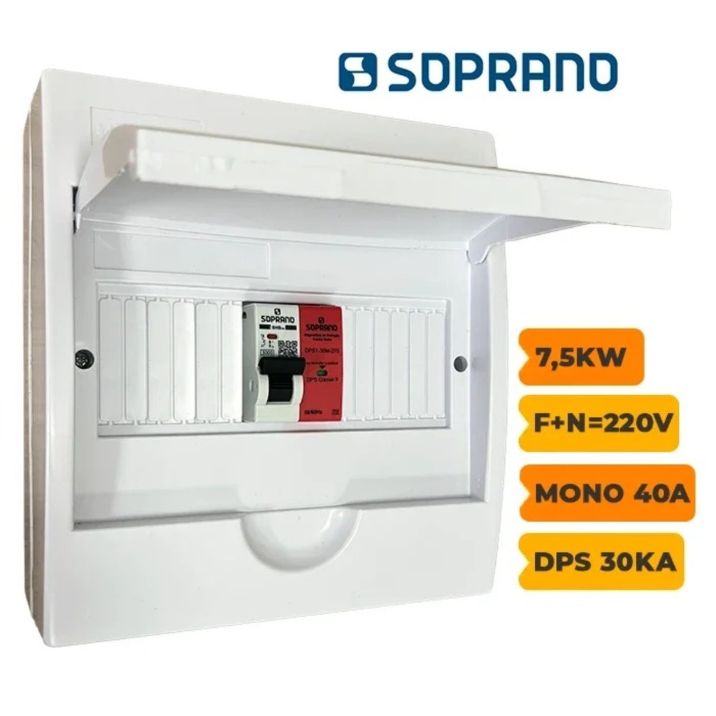 Quadro CA de Distribuição Monopolar 40A Com DPS 30kA 275V