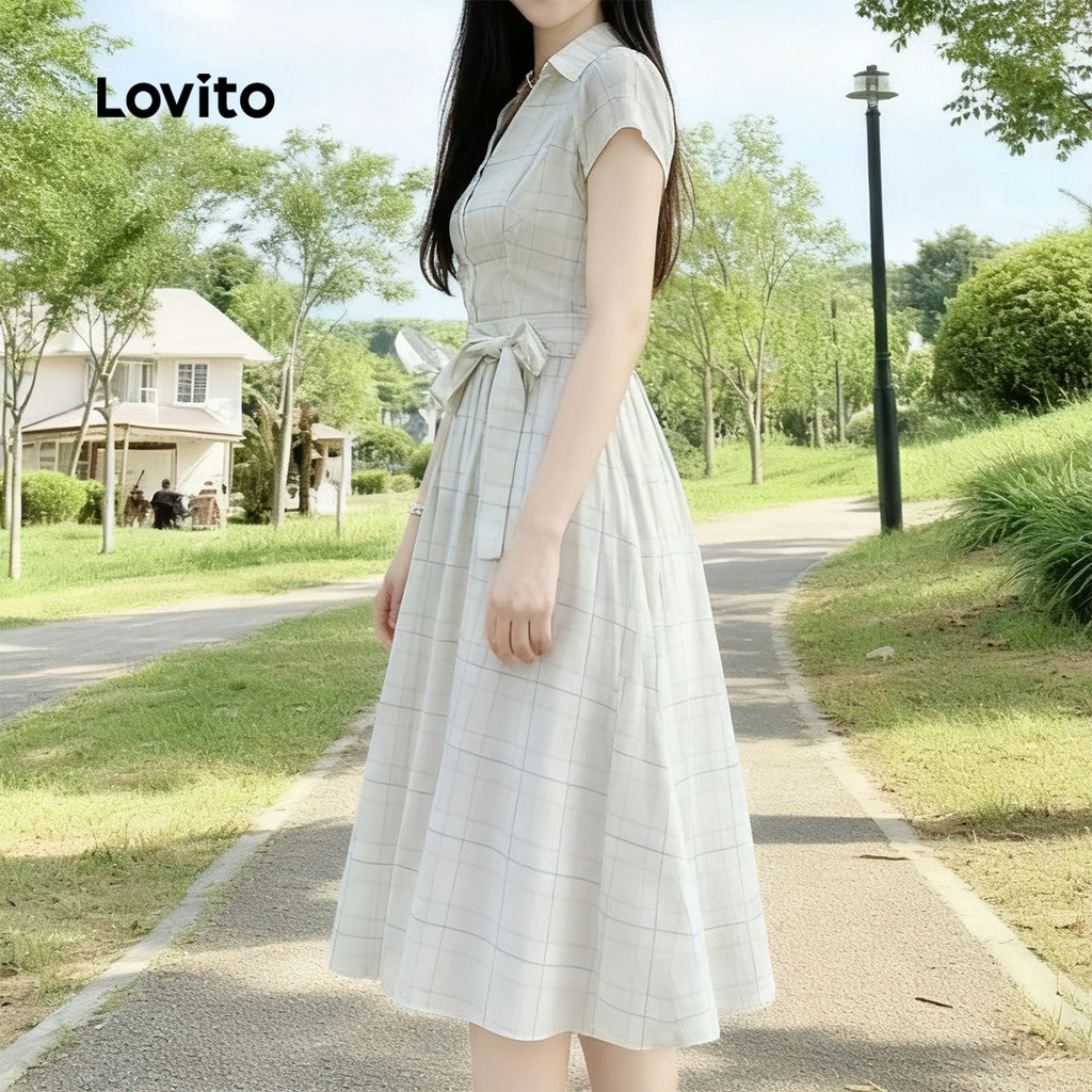 Detalhes do Lovito Vestido Casual com Renda para Primavera/verão para Mulheres LK2ED143