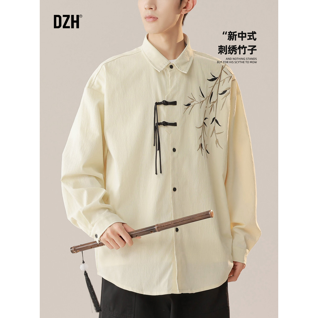 Camisa masculina de manga comprida Xianfeng Tao osso roupas masculinas roupas de noivado novo estilo chinês requintado t