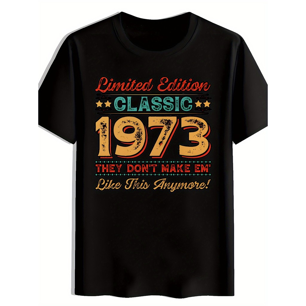 Camiseta Masculina Vintage 1973 Retro Banda Estrelas Estampada Confortável Estilosa Atemporal Casual em Oferta na Shopee