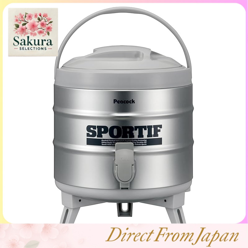 The-Peacock Stainless Steel Insulated Water Jug - Large Capacity, Thermal Retention, Double Spout, Outdoor and Camping Cooler - Made in Japan