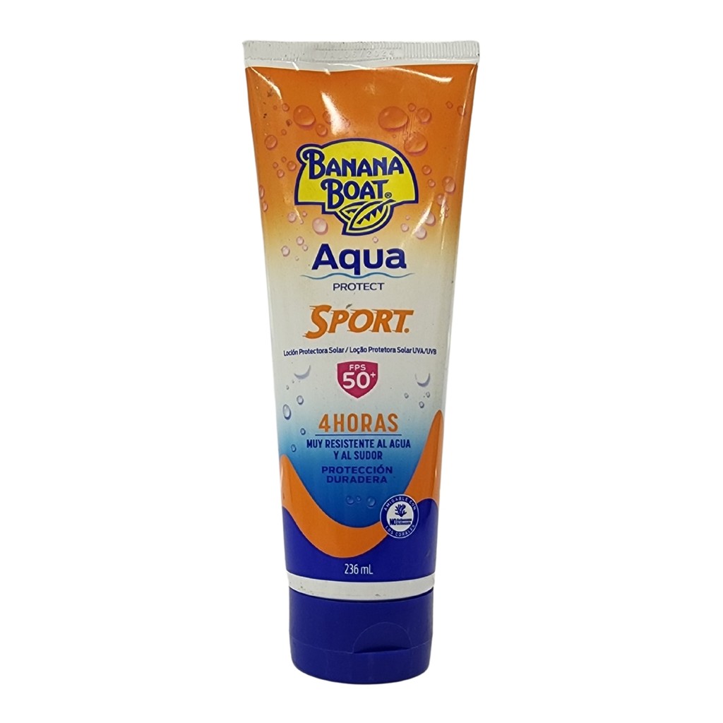 Loção Protetora Solar UVA/UVB Aqua Protect Sport FPS 50+ Banana Boat 236ml