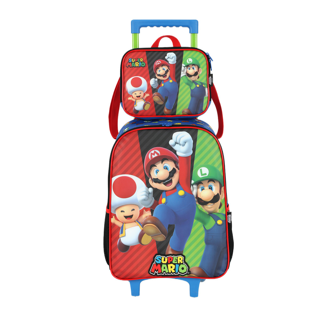 Kit Escolar Super Mario Mochila de Carrinho Estojo Lancheira