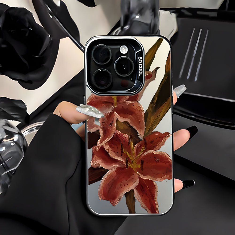 Flor Misteriosa Anti-Queda Capinha Capa Para Samsung Galaxy A04S A05S A06 A12 A13 A14 A15 A16 Vermelho E Cinza