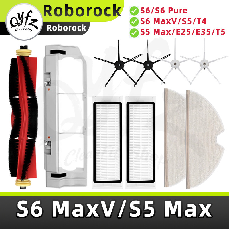 Qyfz adaptar-se a roborock peças de reposição roborock s6 MaxV/s6 puro/s5 Max/s5 robô aspirador Mop principal escova lat