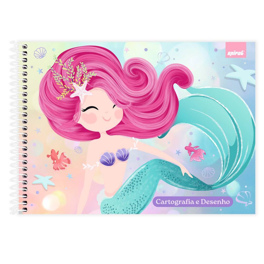 Caderno de Cartografia Desenho Capa Dura 80 Folhas Sereia