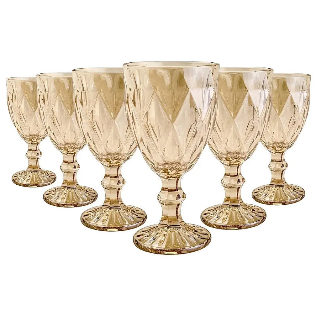 Conjunto 6 Taças Vidro Diamond Âmbar 340ml - Vinho Água Drinks  Almoço Jantar Casa Mesa Servir em Oferta na Shopee
