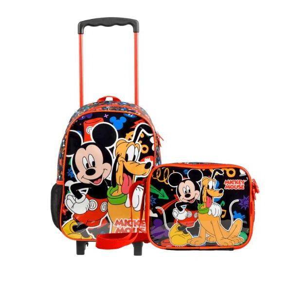 Kit Mochila de Rodinha e Lancheira Térmica Infantil Masculina Mickey Preta em Oferta na Shopee