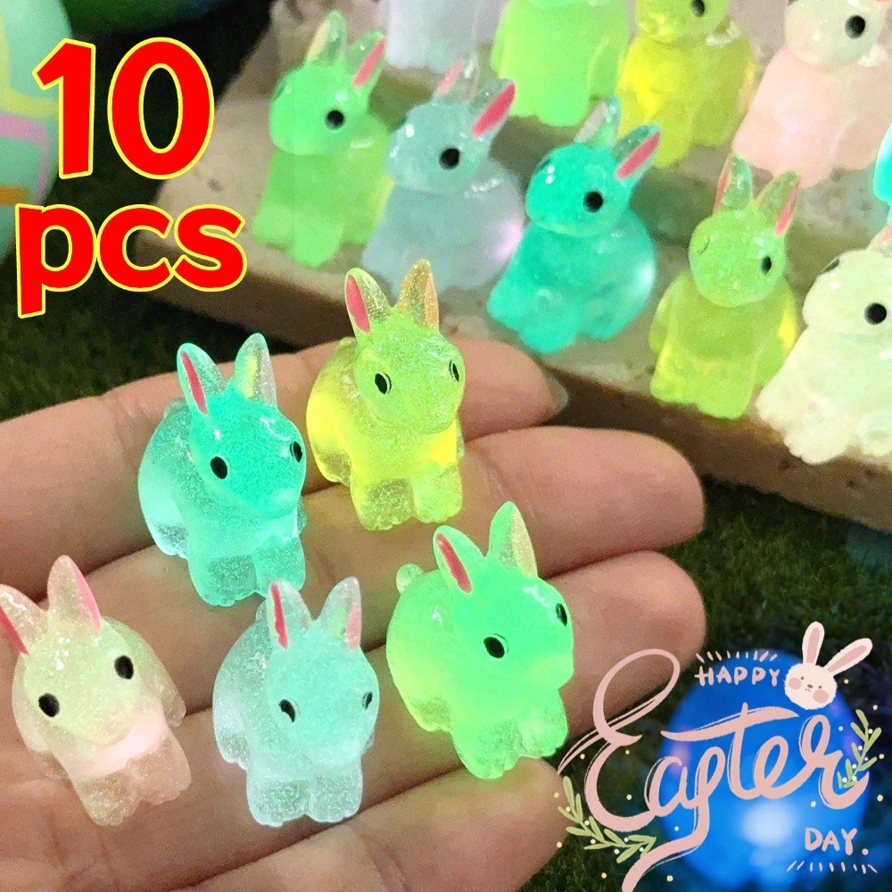 Páscoa Bonito Coelho Resina Luminosa Pequena Figura Feliz Festival De Diversão Micro Paisagem Adereços Decorativos DIY 3 em Oferta na Shopee