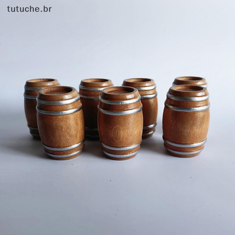 TU 1 : 12 Pequeno Vinho Tinto De Madeira Em Miniatura Barril Cerveja Design Bonito E Elegante Para Casa De Boneca Acessó