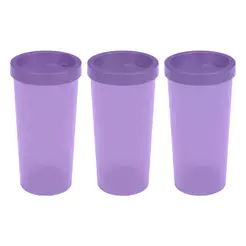 Kit 3 Copos com Tampa Nutri 500ml Cada Lilás Coza Brinox
